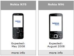 Nokia N78 and N96 (Carphone Warehouse)